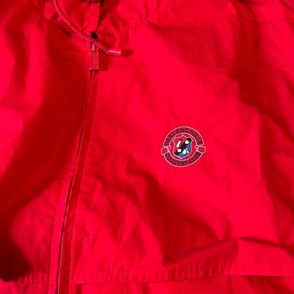 VTG 90s Jacket Gear Sports Boating Large Red Navy Blue Long Sleeve Windbreaker - Picture 11 of 14
